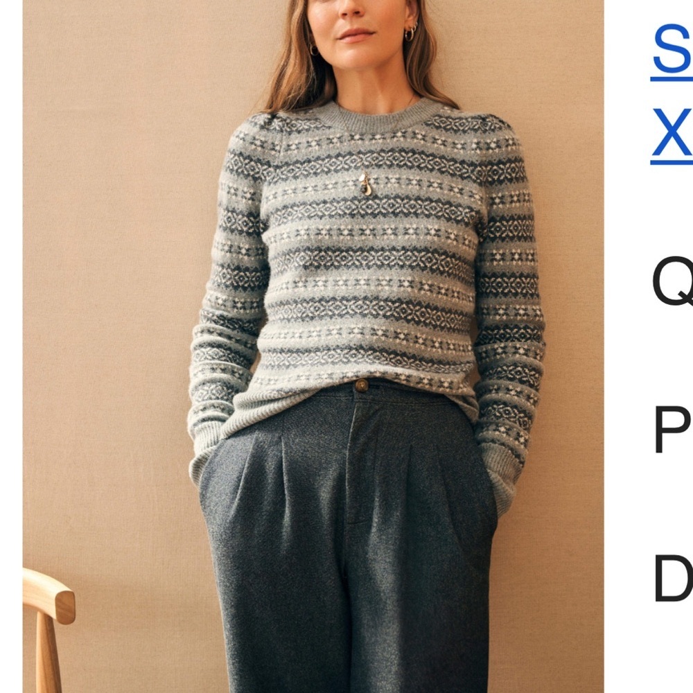 Faherty Gray and Cream Sweater with Chunky Cable-Knit Texture